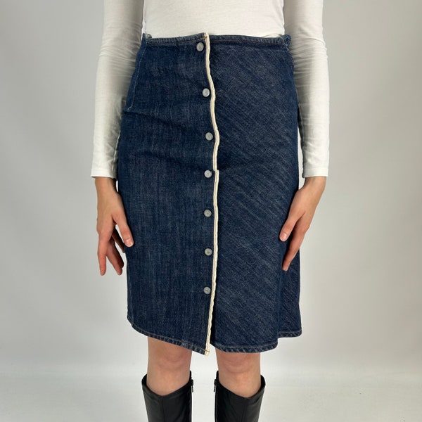 DKNY Midi Denim Skirt with Buttons