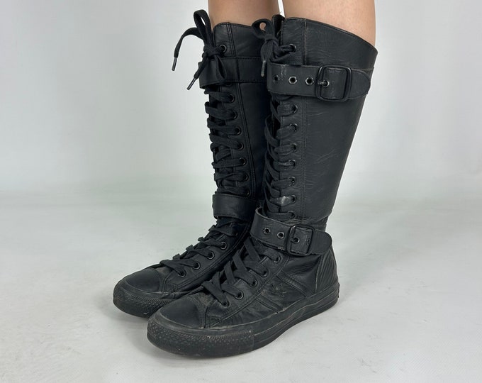 Converse Knee High Laced Y2K Boxing Preloved Boots Etsy