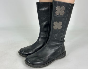 Schwarze Mid Calf Y2K Preloved-Stiefel