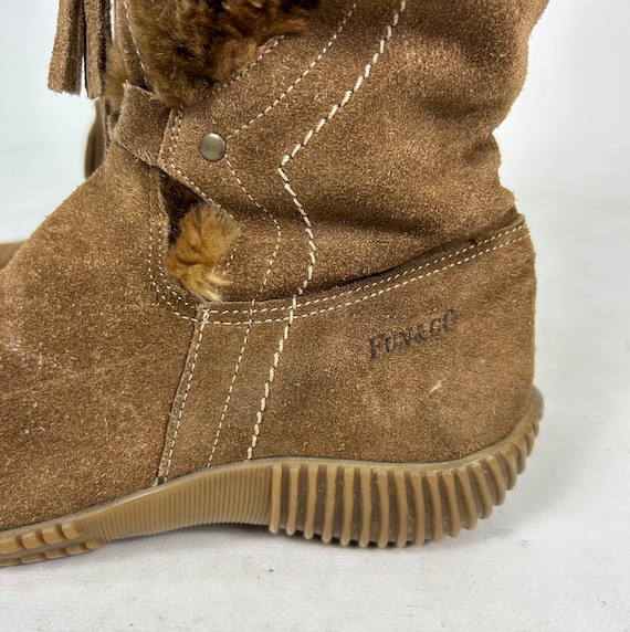 【MARITHE】韓国人気◆NU WEEK SUEDE FUR BOOTS brown Wonderful Fun & Co Brown Winter Mid Calf Y2K Suede Preloved