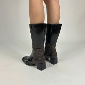 Dark Brown Mid Calf Polished Preloved Boots image 3