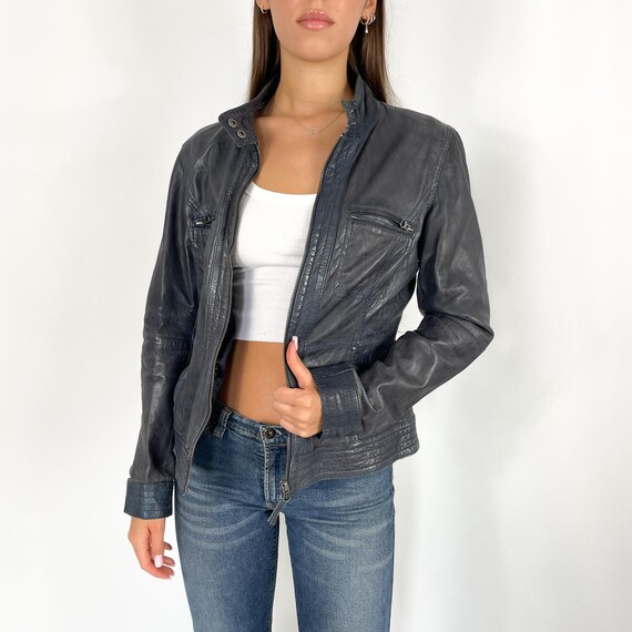 ジャケット・アウター JACKERS y2k G-1Real Leather Jacket JACKERS y2k G-1Real Leather Jacket Dark Gray Y2K Biker Moto