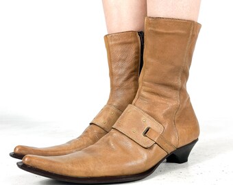 ACME VTG Men\'s Size 9D Brown Leather Pointed Toe Block Heel Western Cowboy Boots s-l400.jpg main image 3