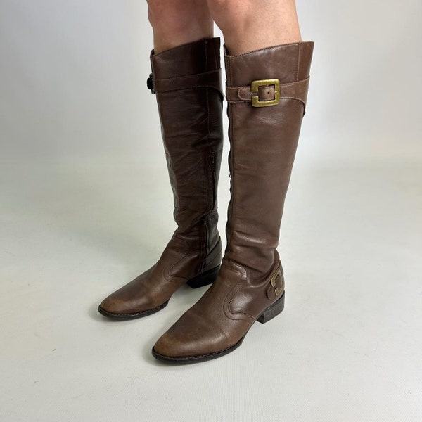 Brown Buffalo Knee High Gladiator Genuine Leather Preloved Boots