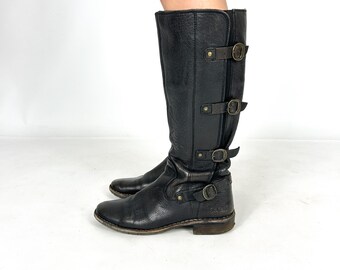 靴 00s real leather heel boots Amazon.com | feetquake Women's Knee High Boots Block Metal