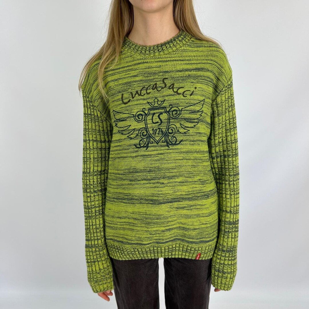 Y2K Green Open Knit Top (S)