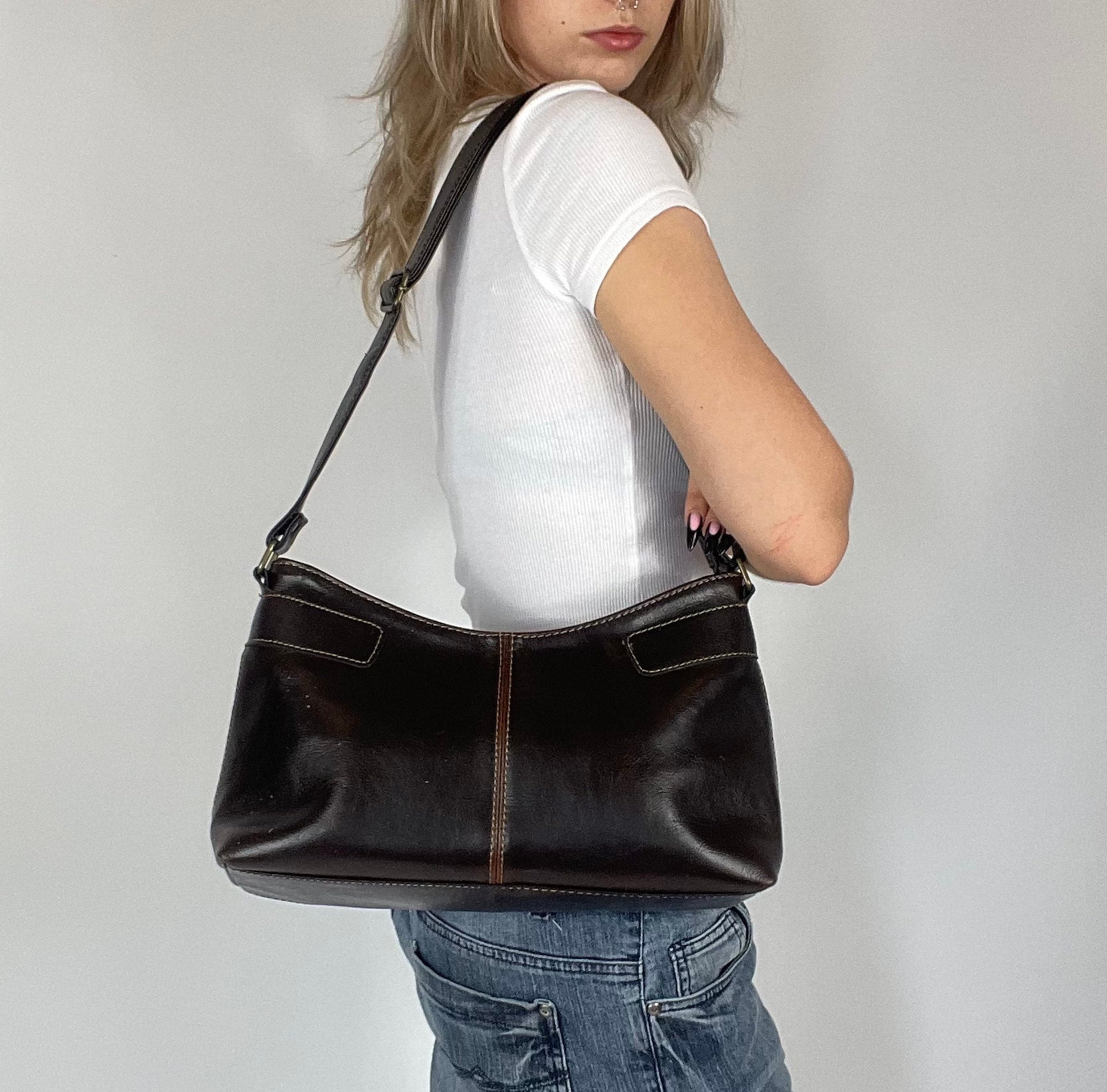 ショルダーバッグ・ポシェット ^MUCENT^ Bene Vintage Leather Mini Bag Unisex 2 Colors P0000 ANKICK Womens Leather Shoulder Bag Small Y2K Purse Handbag