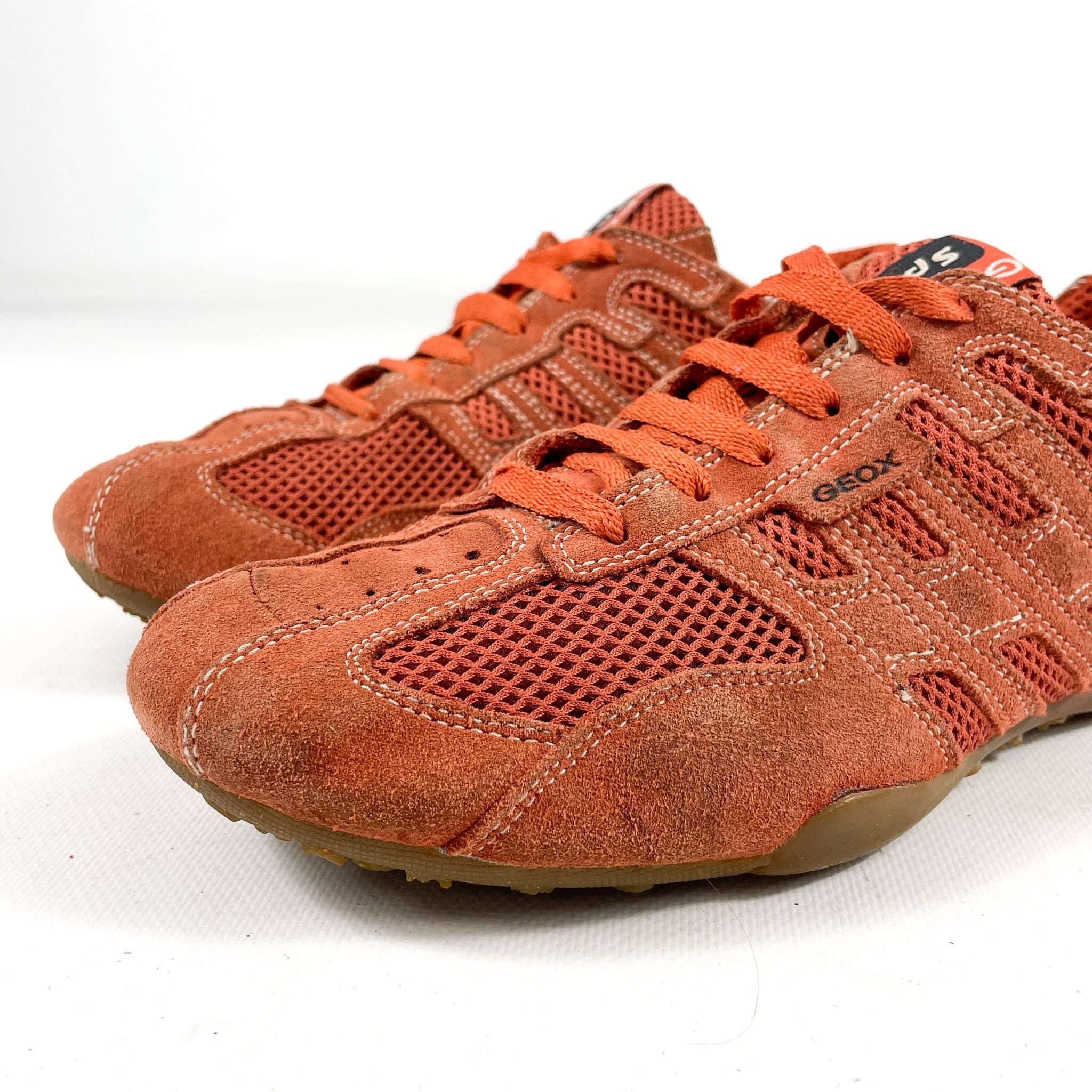 Geox Red Suede Mesh Trainers Y2K Sporty Sneakers Gorpcore 