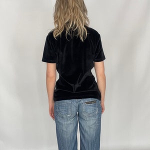 Schwarze Velours-Rollkragenpullover-Bluse im Y2K-Stil Bild 5