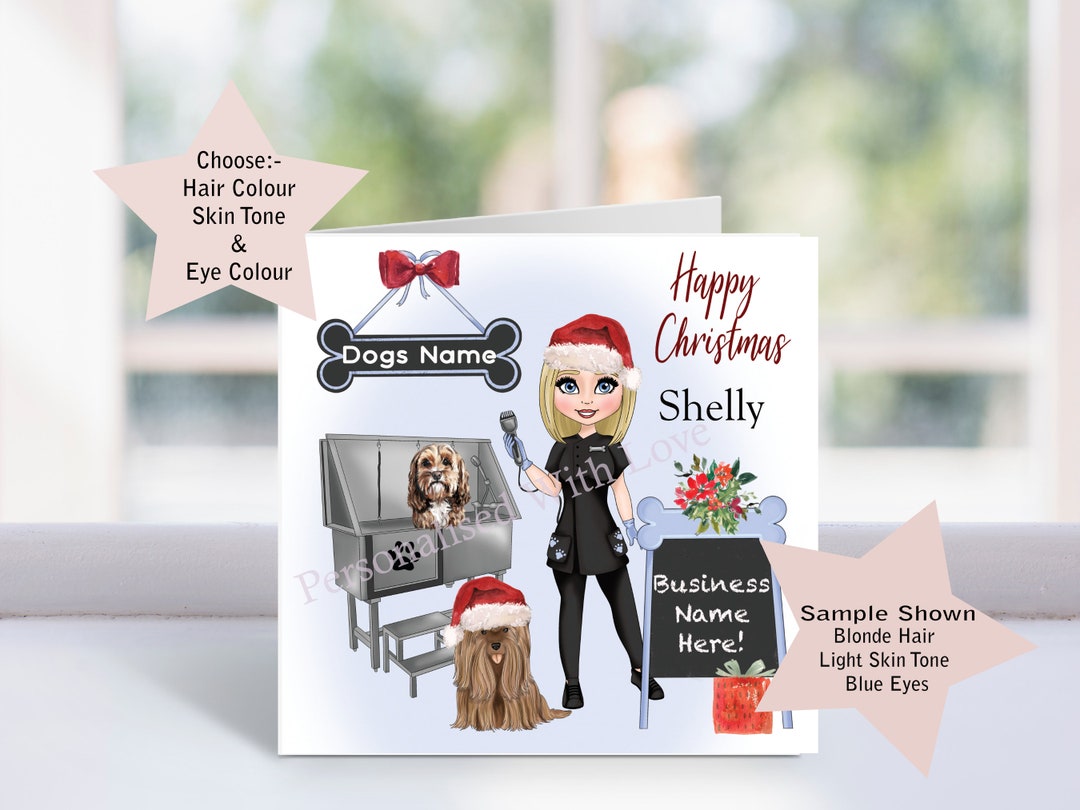 Christmas Card for Dog Groomer, Thank You to Dog Groomer, Personalised
