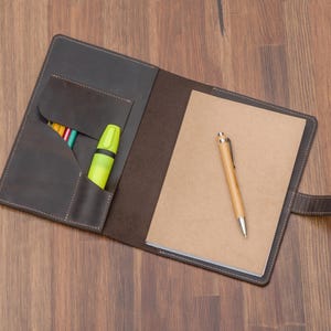 Engraved leather journal cover, Leather journal with initials, Personalized notebook cover, Refillable planner cover, Minimalist notebook