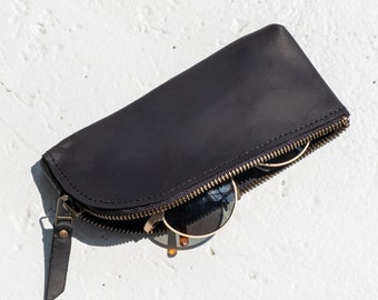 レザーメガネケースカスタム、ジッパー付きサングラスケース、レザー