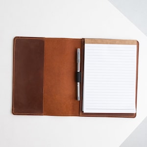Leather notebook cover with pen holder, Custom planner cover, Refillable leather journal, Leather notepad cover, Leather notebook holder