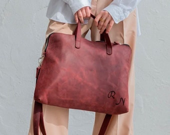 Borsa per laptop da donna, borsa tote in pelle con tracolla, borsa da lavoro per ufficio, borsa per computer aziendale, regalo per lei, borsa da lavoro per laptop