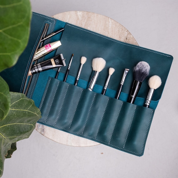 Personalized Leather Makeup Brush Roll, Makeup Brush Holder Travel, Leather  Makeup Brush Case, Cosmetic Brush Holder, Makeup Brush Organizer 