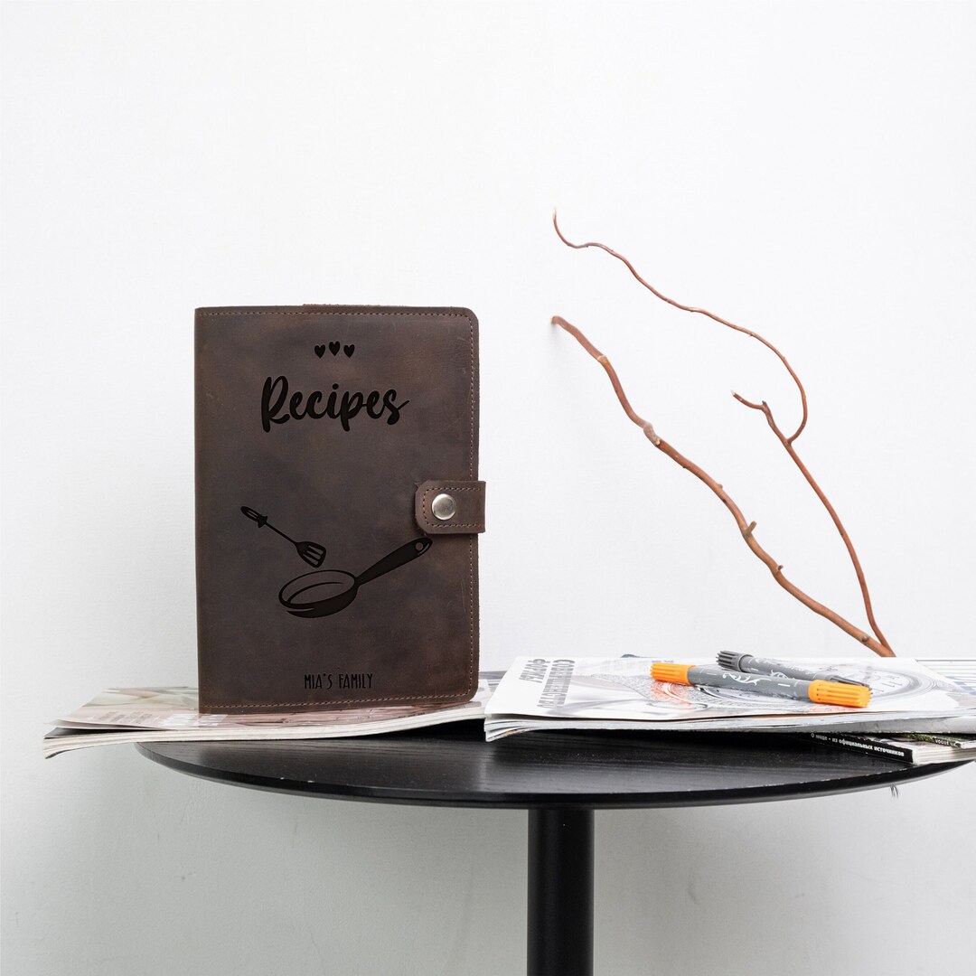 Leather Recipe Book Cover, Handmade Cook Books, Custom Leather Recipe