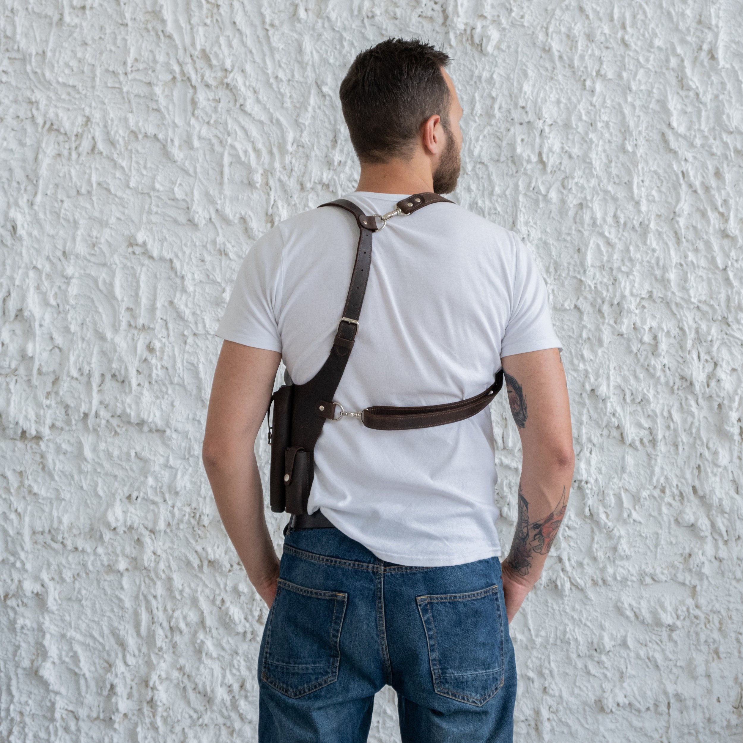 Colt 1911 holster, Custom gun holster, Leather shoulder gun holster, Underarm gun holster, Leather gun holder, Leather gun accessories