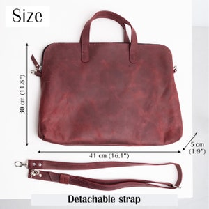 Sac pour ordinateur portable en cuir pour femme, porte-documents pour femme, sac pour ordinateur portable 14 pouces, sac pour ordinateur portable pour femme, sac à main en cuir pour ordinateur portable, sac cartable en cuir pour femme image 2