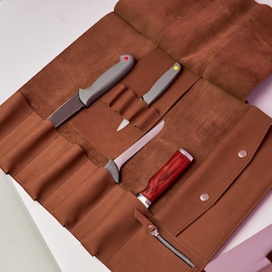 Handmade leather knife roll, Personalized knife roll, Leather knife storage, Custom leather knife roll, Leather chef knife bag, Knife wrap