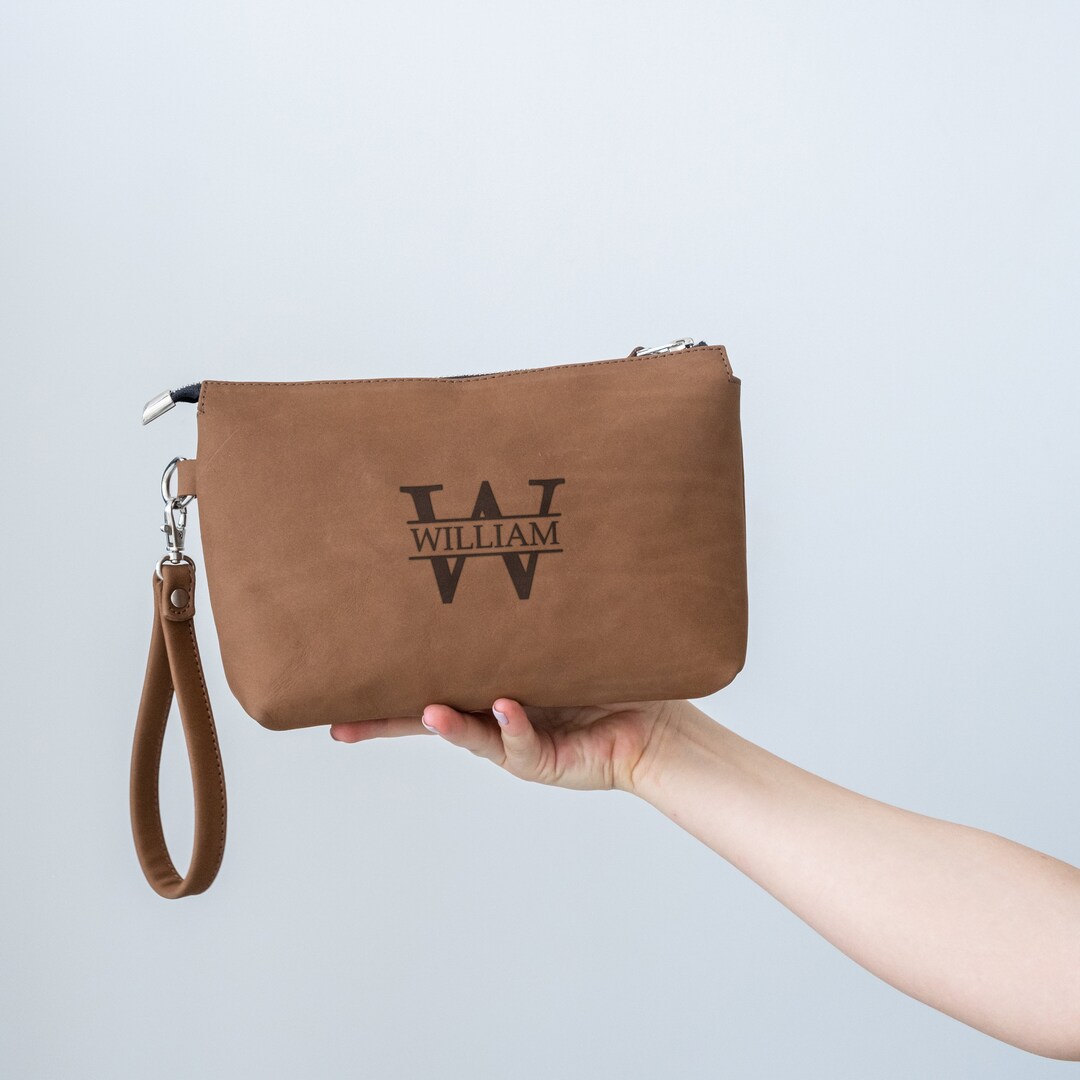 Pochette in pelle personalizzata per uomo, Pochette da polso in