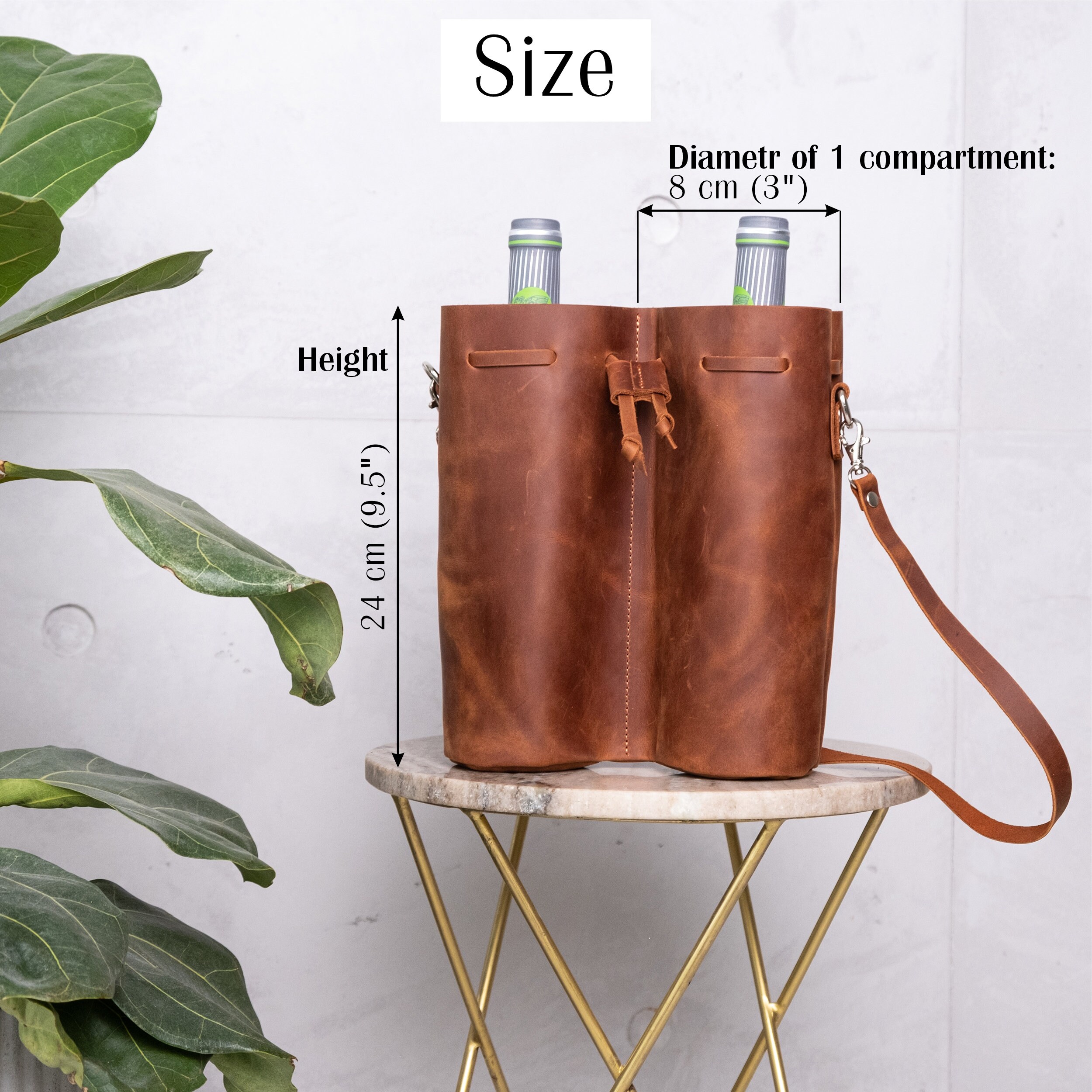 Sac Fourre-tout Pour Bouteille De Vin En Cuir PU – Bleu Clair, Réutilisable, Avec Poignées - 5