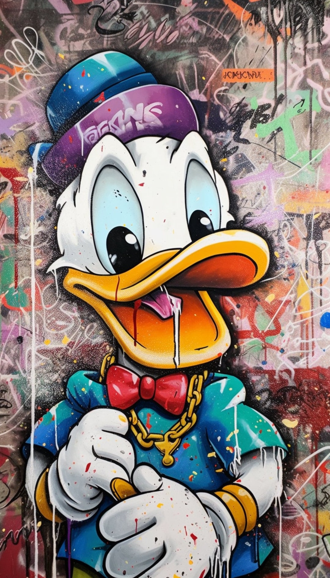 Graffiti Donald Duck, Donald Duck Graffiti Art, Neo-punk Print