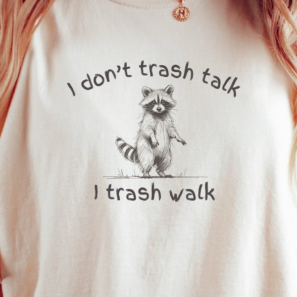 Raccoon Trash Talk Shirt, Cute animal T-shirt, Sweet Graphic Tee, Vintage Retro Cartoon Tee, Sketch Raccoons Gift, Unisex, Trash Panda