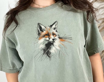 Fox Sketch T-Shirt: Hand-Drawn Animal Tee, Nature Lover Fashion