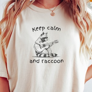 Rock on Raccoon Shirt, Cute animal T-shirt, Sweet Graphic Tee, Vintage Retro Cartoon Tee, Sketch Raccoons Gift, Unisex Tshirt, Trash Panda