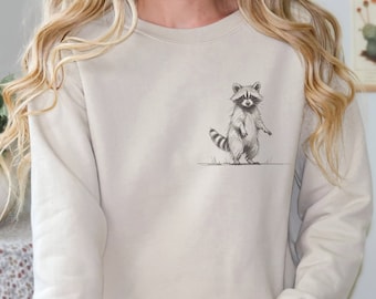 Raccoon Standing Sweatshirt, Cute Trash Panda Graphic, Unisex Sweater