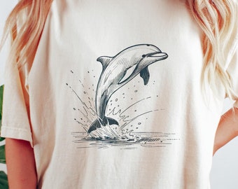Hand-painted Dolphin T-shirt: Sea Art Top - Etsy