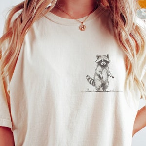 Standing Raccoon Shirt, Cute animal T-shirt, Sweet Graphic Tee, Vintage Retro Cartoon Tee, Sketch Raccoons Gift, Unisex Tshirt, Trash Panda
