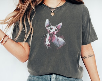 Sphynx Cat T-Shirt, Hairless Cat, Artsy Sketch Tee