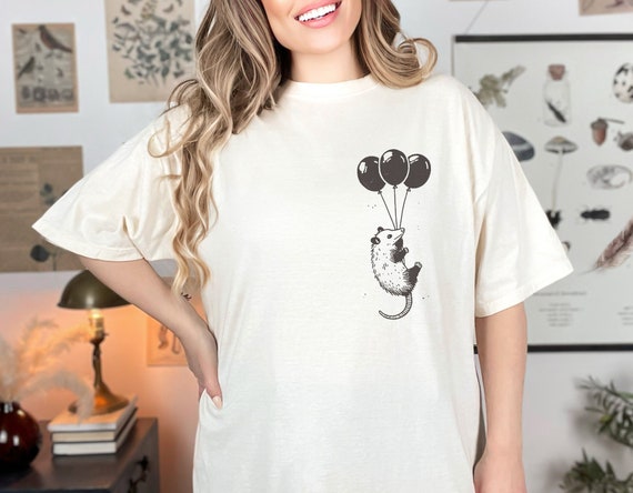 Balloon Opossum T-Shirt: Funny Animal Pocket Design