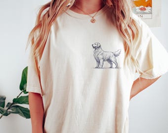 Golden Retriever Shirt, Cute Dog Art Graphic Tee, Dog Lover Gift