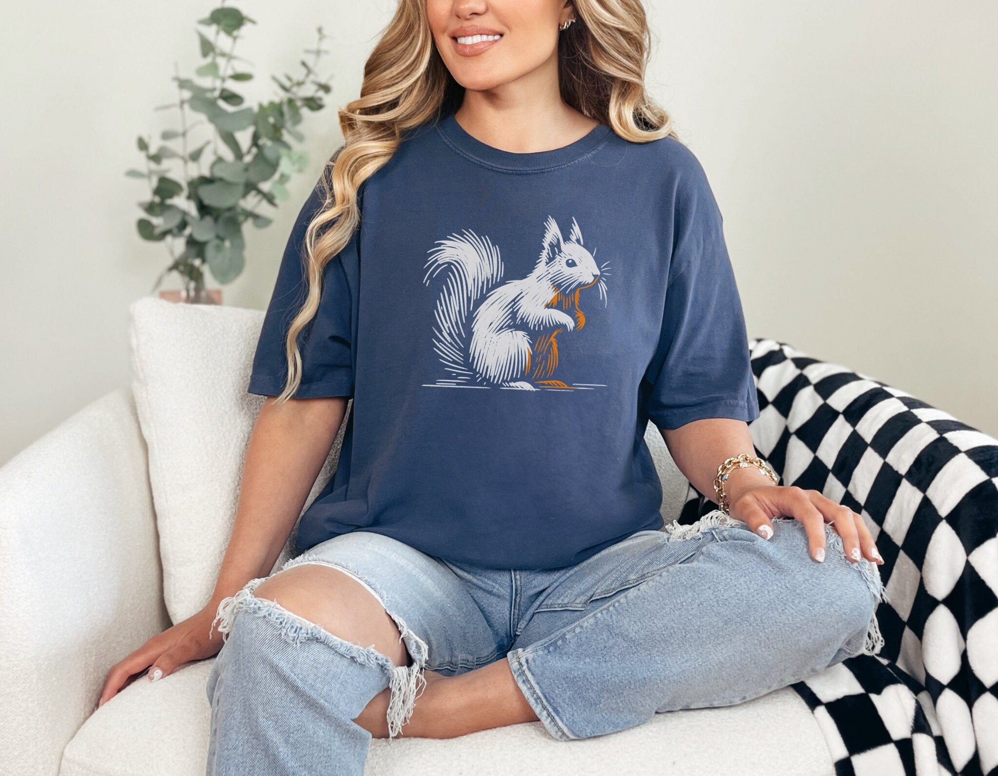 Camisa de ardilla, Camiseta de ardilla adorable, Camiseta de ardilla bonita, Regalo para amantes de los animales, Camiseta para amantes de la naturaleza, Camisas de arte animal, Camisa de animal del bosque