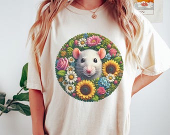Comfort Colors Rat Shirt: Floral Rodent Art Tee