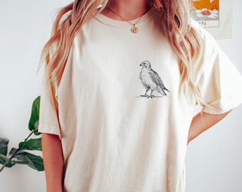 Comfort Colors Hawk T-Shirt, Cute Bird Art Graphic Tee