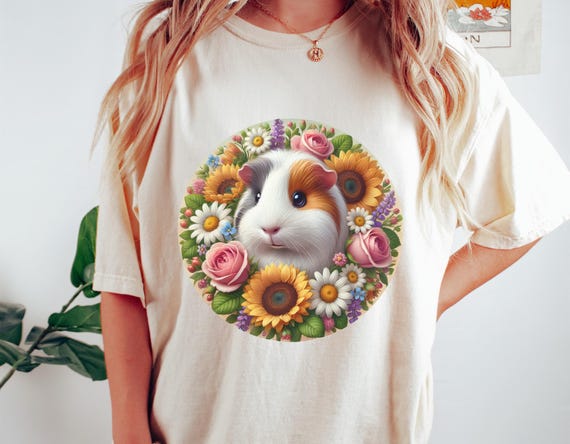 Guinea Pig Mom T-Shirt Floral Style Mother's Day Outfit Gift Guinea Pig Mom T-Shirt Floral Style Mother's Day Outfit Gift