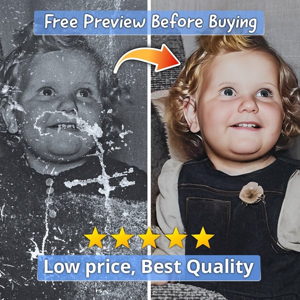 Photo Restore, Image Restoration, Fix Old Photo, Repair Black, White Photo, Scratch Stain, Remove Damage, Wedding Gift Family, Repair Old