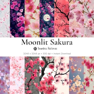 Sakura Seamless Patterns: Cherry Blossom Digital Paper (Instant Download PNGs)