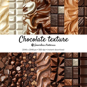Chocolate Texture Bundle | 76 Seamless Patterns | 300 DPI | Digital Paper | Instant Download | Candy & Swirl Backgrounds