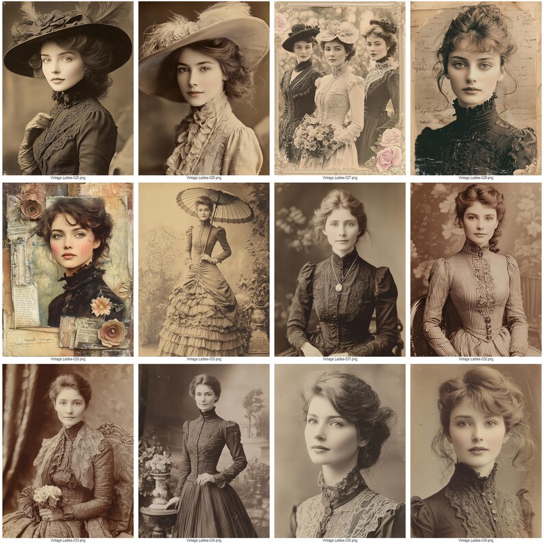 42 Vintage Ladies Junk Journal Kit | Antique Victorian Women Portraits ...