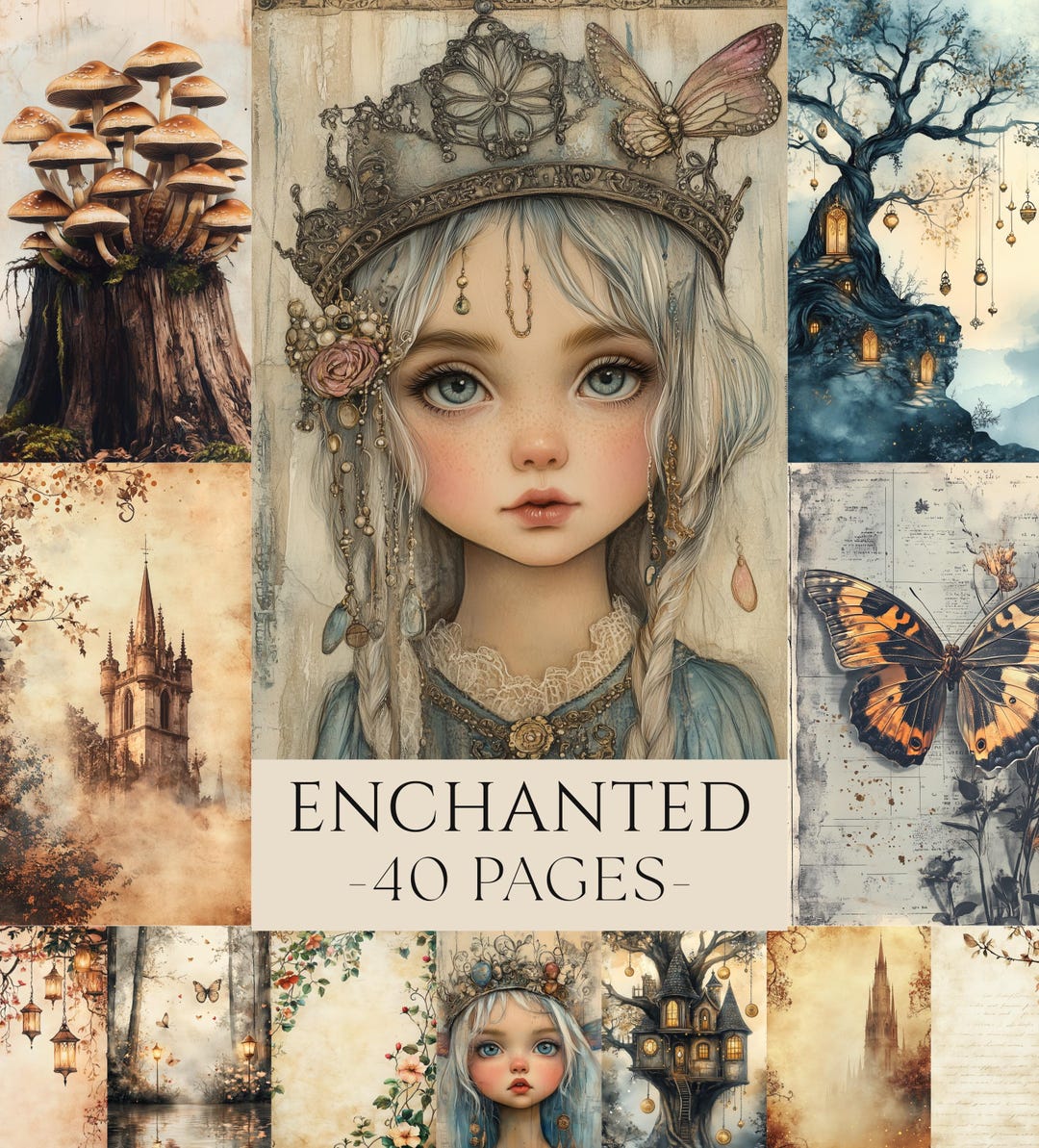 40 Enchanted Junk Journal Pages Printable | Fairy Tale Princess ...