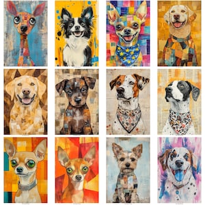 Pop Art Dog Junk Journal Kit: Colorful Pet Portraits, Puppy Scrapbook Ephemera (Digital Download) image 5