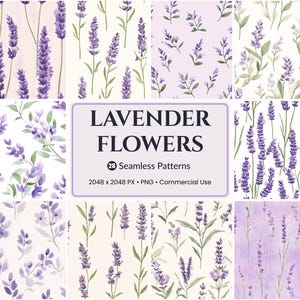 28 Patrones de Flores de Lavanda – Diseños Digitales Sin Costuras para Scrapbooking, Decoración del Hogar y Proyectos de Bricolaje
