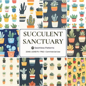 Conjunto de 51 imagens PNG de cactos em aquarela para uso comercial: Santuário de Suculentas