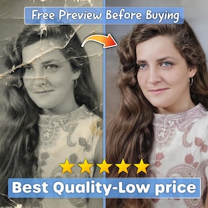 Photo Restoration Service: Colorize, Repair, and Enhance (Digital Download)