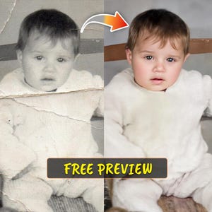 Restaurar fotos antiguas / Reparar imágenes dañadas, descoloridas o rotas / Colorear y reparar / Servicio de restauración de fotos / Vista previa gratuita incluida
