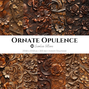 Luxurious Floral Seamless Patterns: Ornate Opulence Digital Paper (32 Designs) (Instant Download)